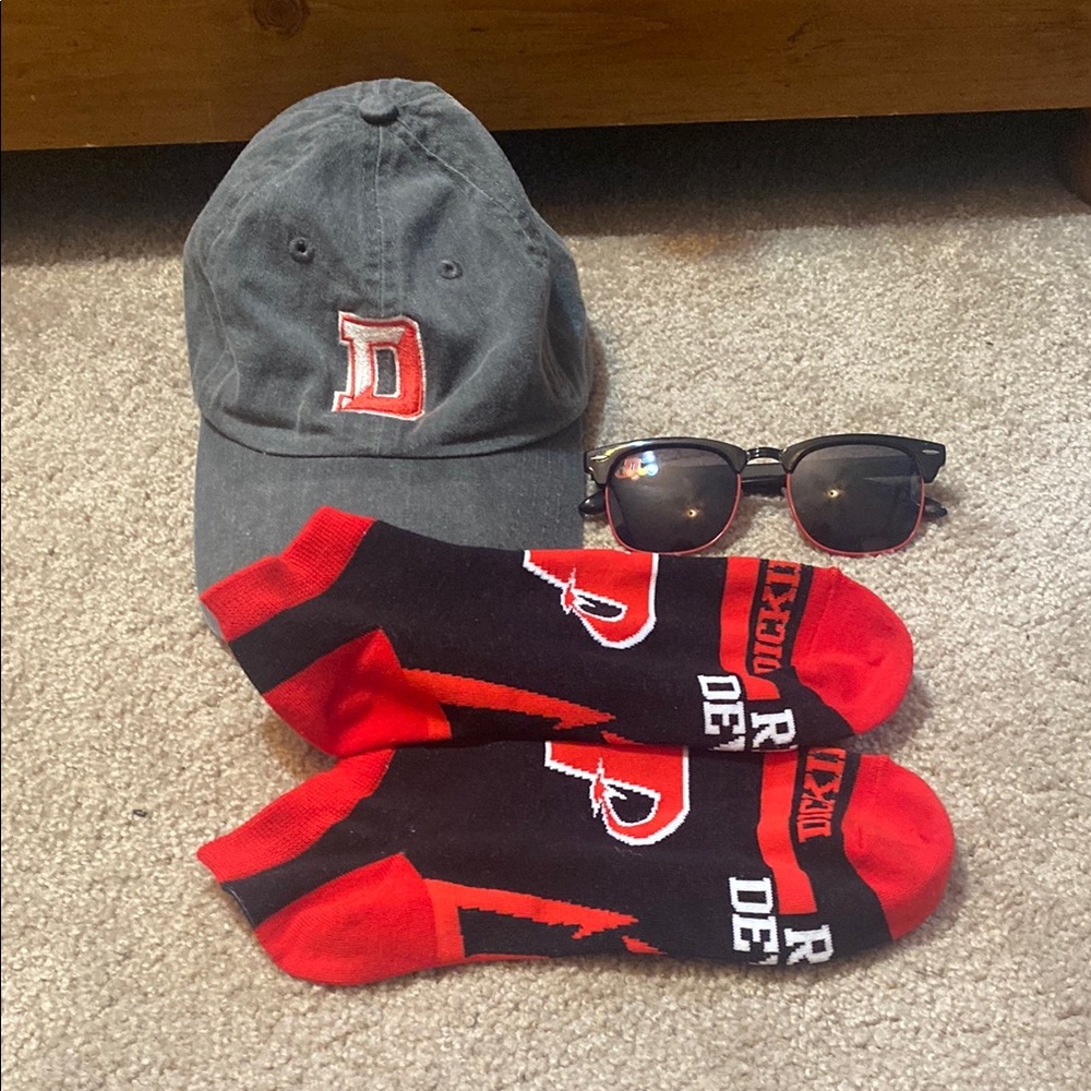 Dickinson College Hat, Sunglasses, and Socks Bundle.